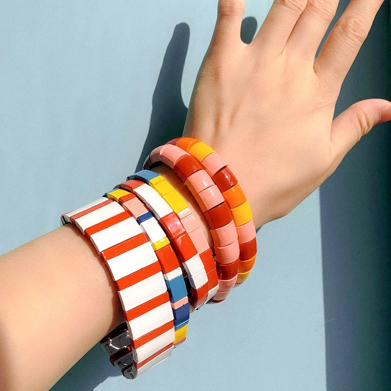 Просто чувствуйте Цыганский браслет ручной работы дружба Штабелируемый эмаль