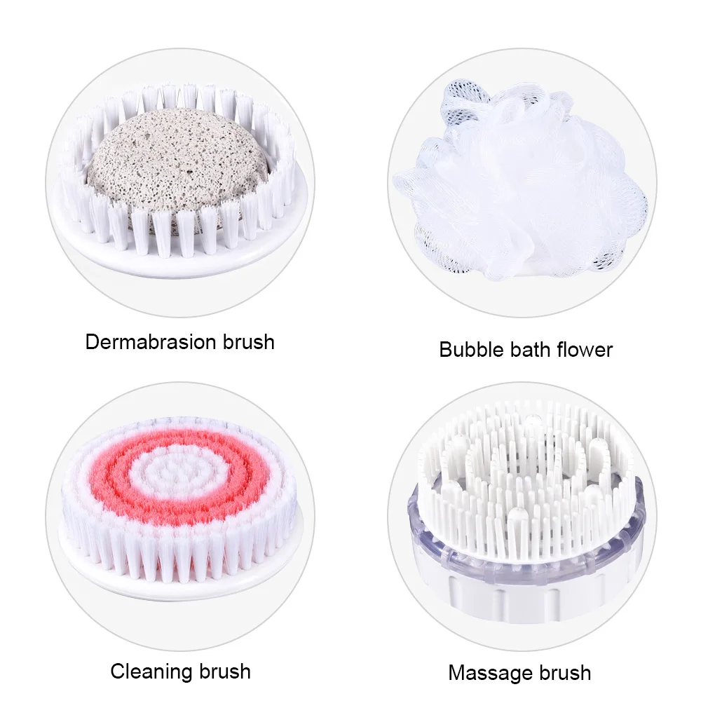 

4 in 1 Electric Back Shower Brush Bath Cleaning Massage Automatic Brush Multifunctional Waterproof Anti-slip Shower Spa Tool