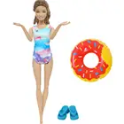 1 комплект, купальники, пляжная одежда для купания, милое бикини, купальник + случайное кольцо для плавания + 1x одежда тапочки для куклы Барби, детские игрушки