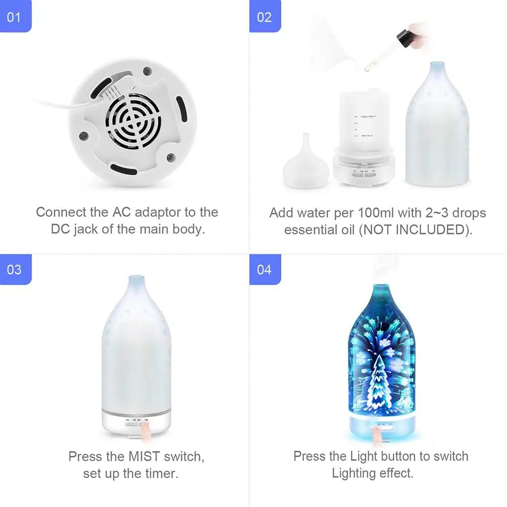 120ml Intelligent Mist Humidifier Ultrasonic Quiet Air With 7 Color LED Lights Eco Friendly For Home Bedroom | Дом и сад