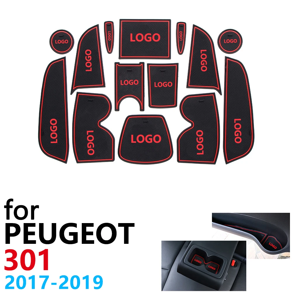 Противоскользящие резиновые чашки подушки двери паз коврик для peugeot 301 аксессуары для подтяжки лица наклейки для автомобиля коврик для телефона