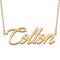 colton name necklace for women stainless steel jewelry 18k gold plated nameplate pendant femme mother girlfriend gift
