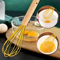 manual egg beater wooden handle silicone mixer egg beaters whisk kitchen gadgets cream stirring kitchen baking pastry tools