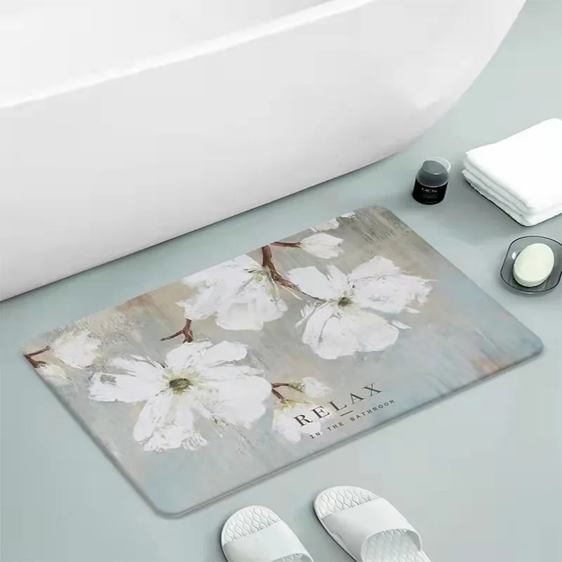 

Bathroom Rug Plant Printing Entrance Indoor Floor Mat Minimalist Dust Carpet Kitchen Carpet Toilet Anti-Slip Indoor Carpet Rug
