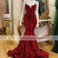 vestido de fiesta de boda red sequins evening dress mermaid sweetheart 2022 prom dress for women party wear