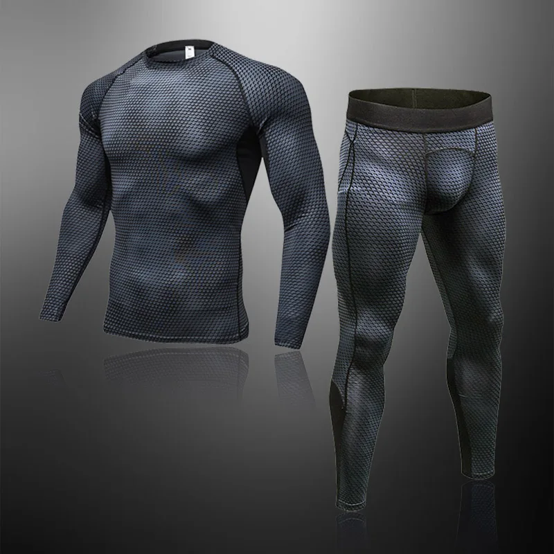 

Quality Tracksuit Men Sports Suit Gym Fitness Compression Clothes Running Jogging Sportswear Exercise Workout Rashguard Tights