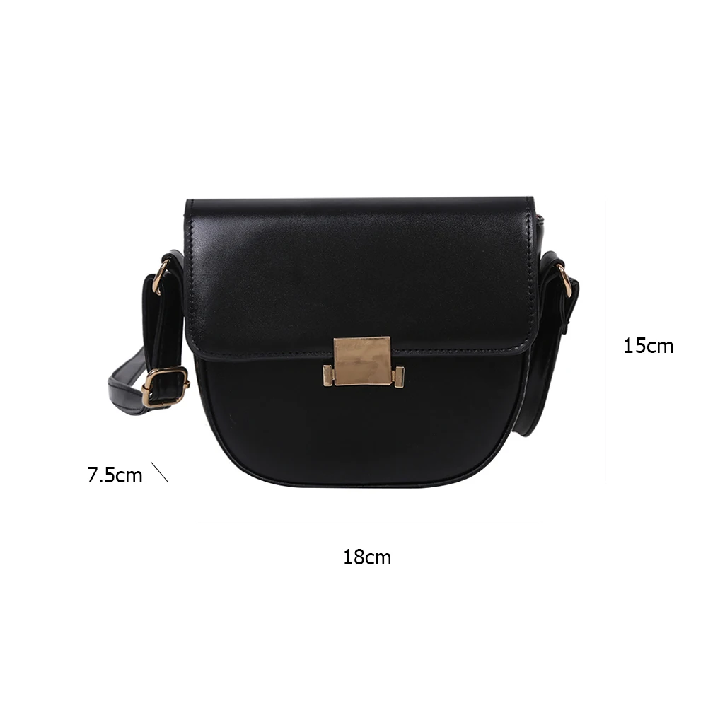 

Casual Shoulder Crossbody Saddle Bag PU Leather Solid Purse Women Curved Commuter Street Travel Totes