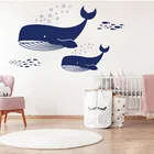 Большой киты океан настенный стикер рыбка Ванная комната детской комнаты под морских животных КИТ морской Наклейка на стену Спальня виниловые обои Декор