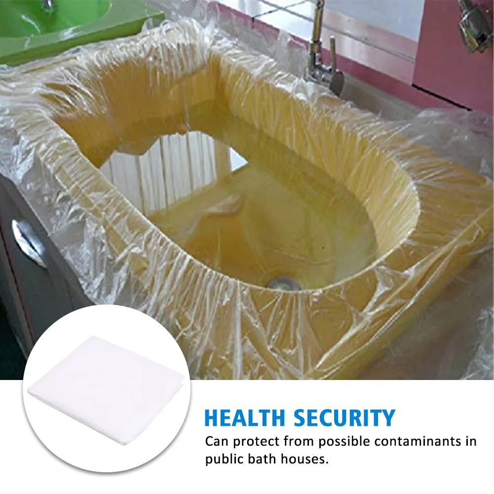 

10pcs Bathing Bathroom Supplies Disposable Bathtub Cover Liner Home Hotel Clear Sanitary Travel Folding Thickened HDPE Spa