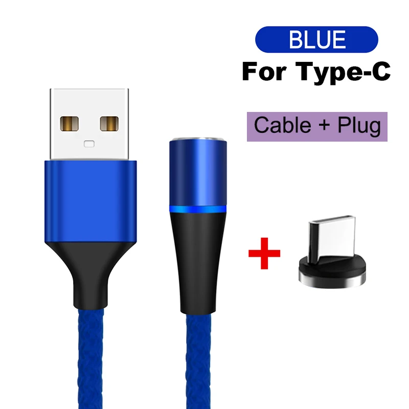 For Type C Blue Магнитный usb-кабель для быстрой зарядки USB type C кабель магнитное зарядное устройство Micro usb кабель для телефона USB шнур поддержка передачи данных - Цвет: For Type C Blue