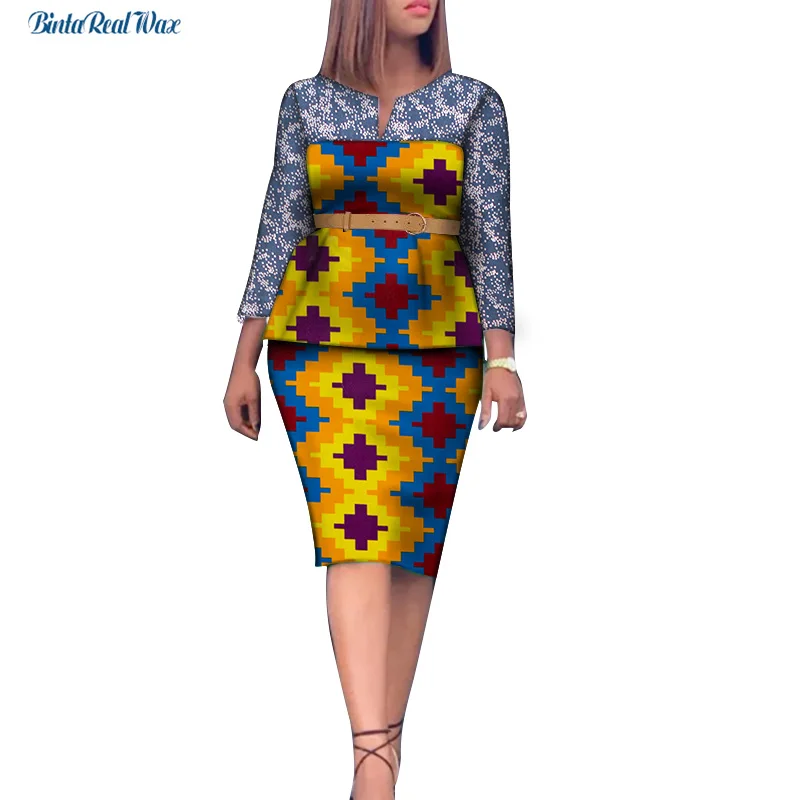 Женский комплект из топа и юбки в африканском стиле 2 предметов с поясом юбкой для