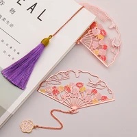 chinese style brass bookmark tassel pendant retro book clip metal pagination mark student gift stationery school office supplies