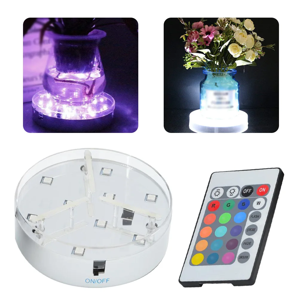 

Under Vase Light RGB LED Base Vase Light With Remote Control For Table Centerpiece 16 Colors Optional Adjustable Brightness