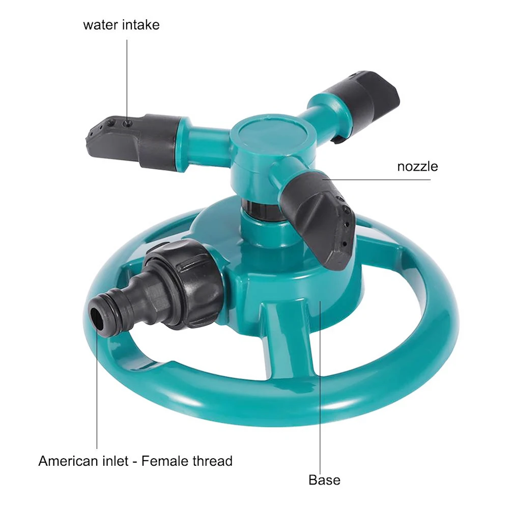 Садовый разбрызгиватель с 3 насадками вращающийся на 360 градусов|Спринклеры для