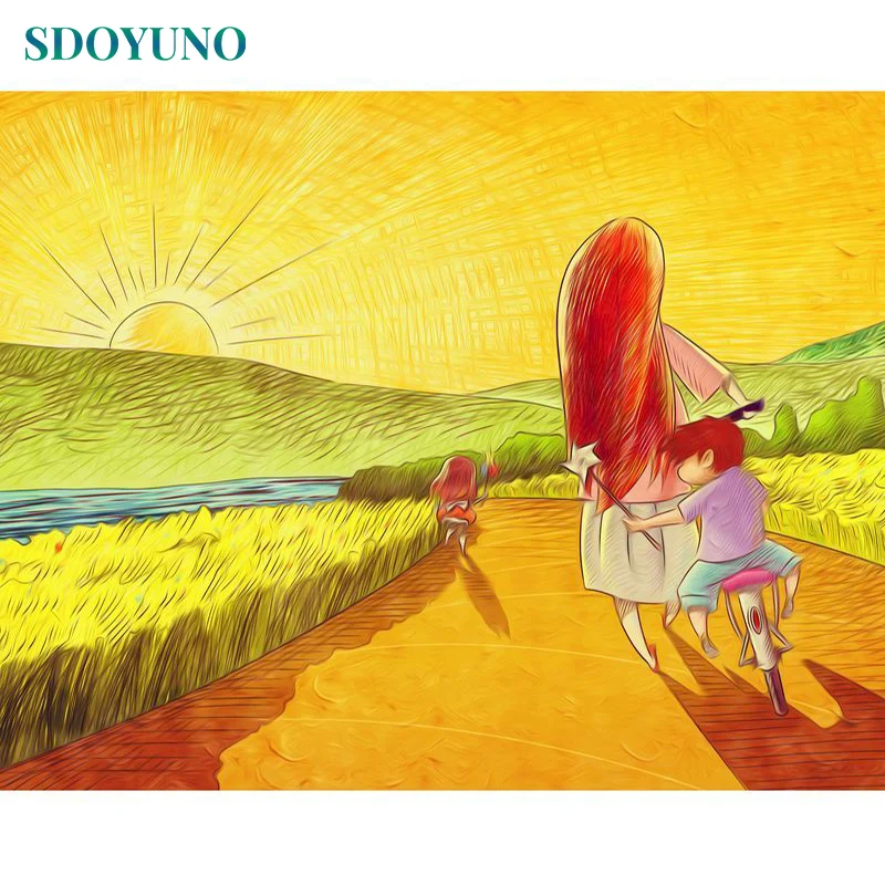 

SDOYUNO 60x75cm Paint By Numbers Kits Scenery DIY Painting By Numbers On Canvas Frameless Digital Hand Painting For Family