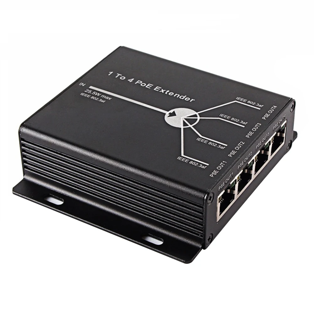 1-port 10/100M IEEE802.3at(power-in) до 4-ports IEEE802.3af(power-out) PoE удлинитель для POE ip-камеры системы