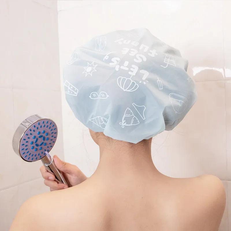 

1PCS Cute Cartoon Animal Waterproof Shower Cap Resuable Lace Elastic Band Bath Hair Caps Hat