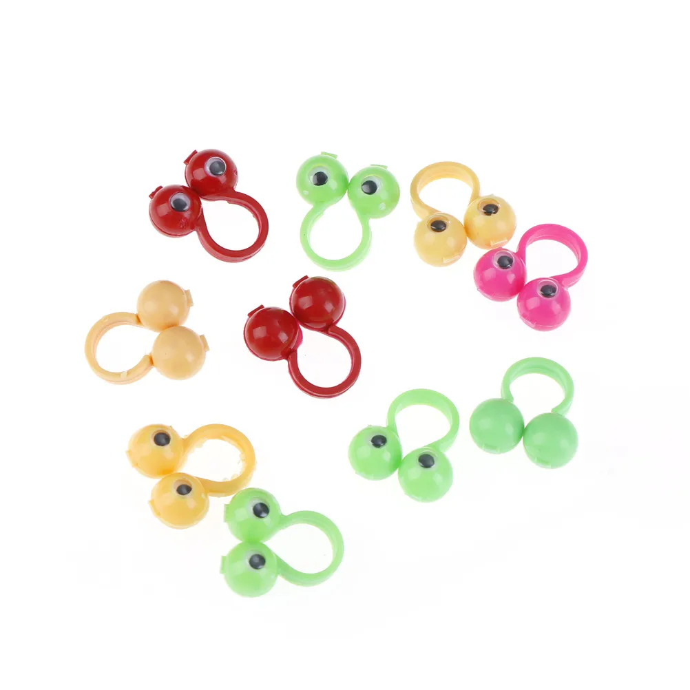 

25mm 10Pcs New Eye Finger Puppets Plastic Rings with Wiggle Eyes Party Favors for Kids Gift Toys Pinata Fillers Birtay
