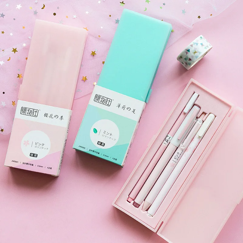 4 шт. ручки + 1 чехол карандаш Kawaii вишневые гелевые милые для девочек Подарки