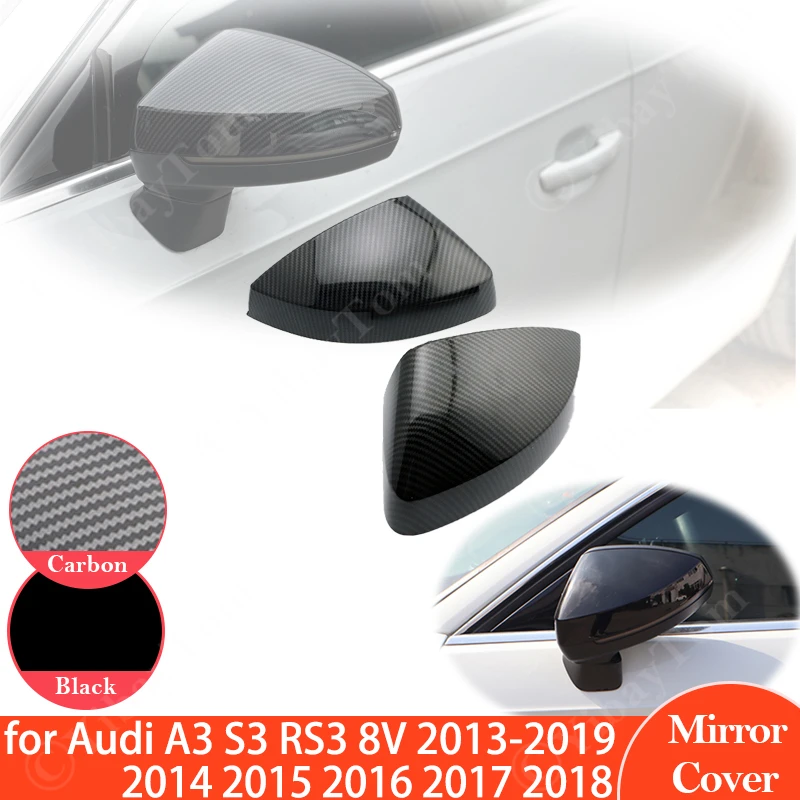 

Rear View Side Mirror Cover Caps For Audi A3 S3 RS3 8V 2013 ~ 2019 Car Accessories Black Carbon Pattern 2018 2017 2016 2015 2014
