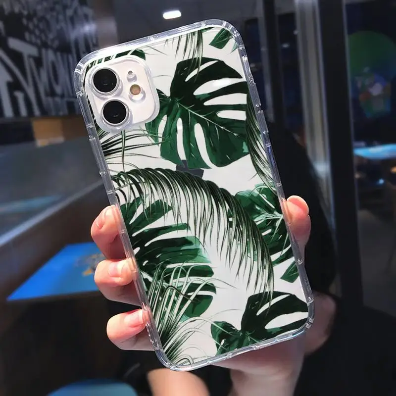 

Banana leaf high quality universal Phone Case Transparent soft For iphone 5 5s 5c se 6 6s 7 8 11 12 plus mini x xs xr pro max