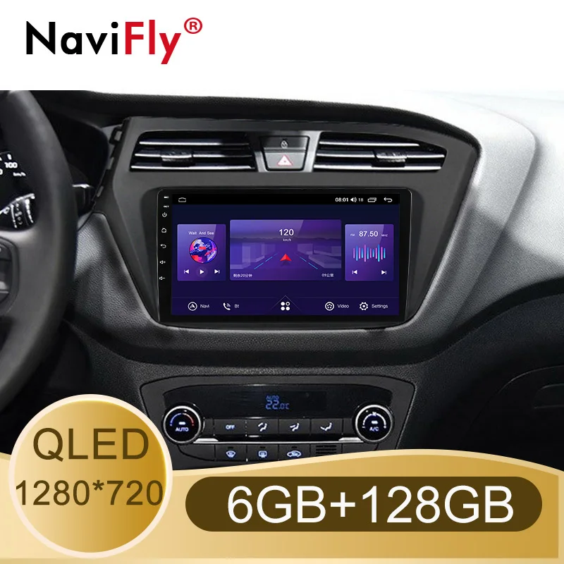 NaviFly 7862 6 ГБ + 128 Гб QLED 1280*720 Android 10 0 автомобильный мультимедийный плеер для Hyundai I20 2018