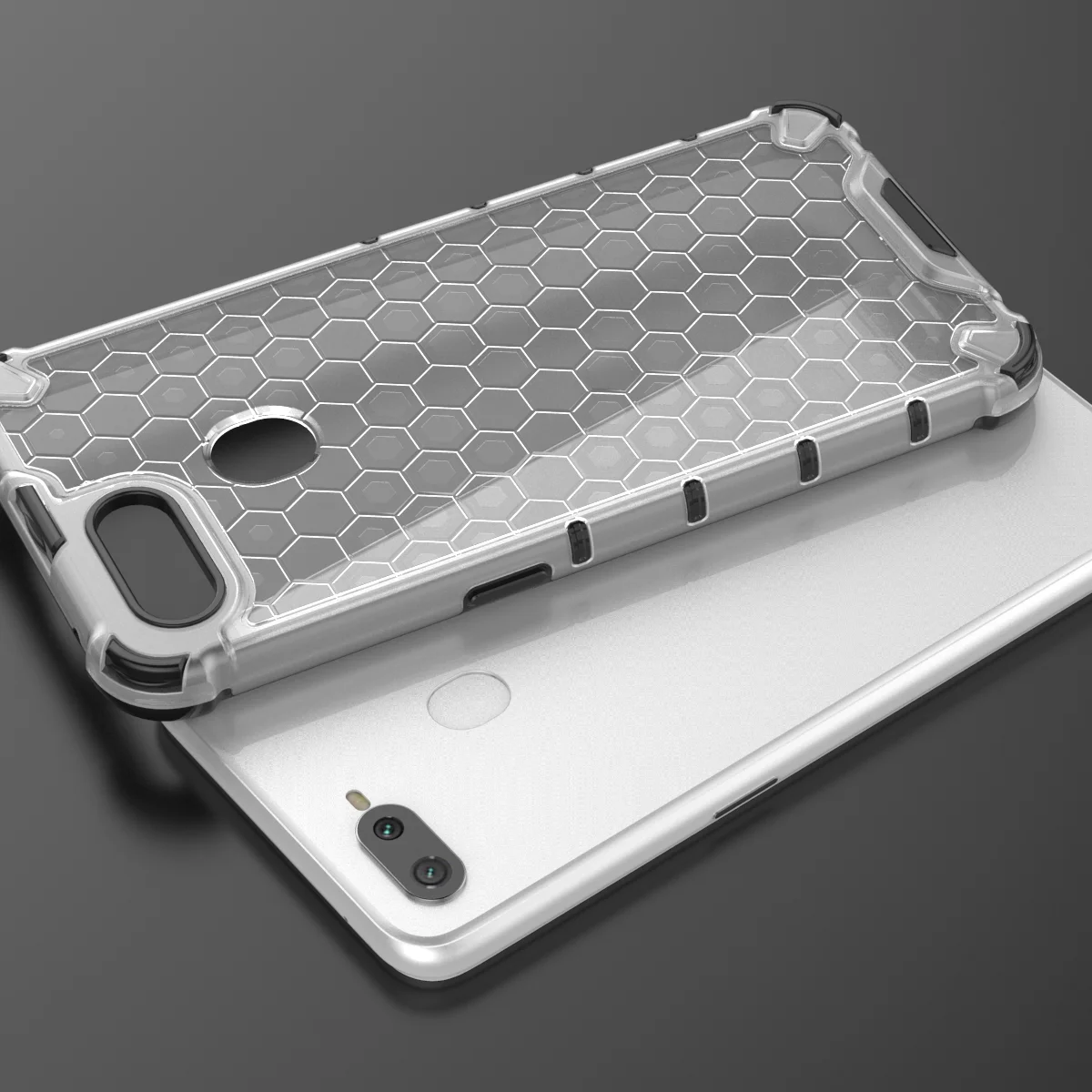 Hybrid TPU + PC Armor Case for OPPO Realme 5 Pro Q F11 F9 Honeycomb Pattern Clear Shockproof RENO 2 2Z ACE |
