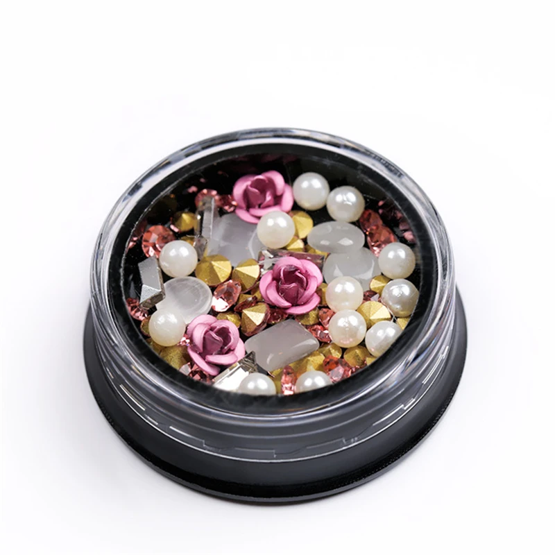 1 горшок для дизайна ногтей блестящие розы Стразы Кристалл ювелирные изделия