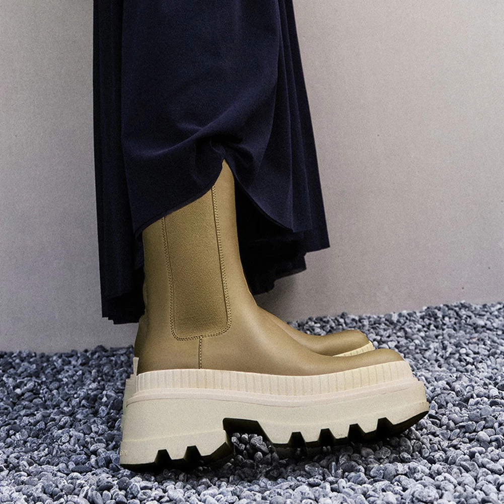 female motorcycle boots for women autumn winter med calf boots fashion platform chunky heel 2021 hot sale brand womens shoes free global shipping