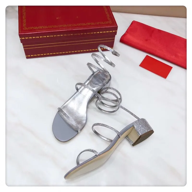 2019 Brand New RC Rhinestone High Heels Sandals Women Gladiator Italian Shoes Matching Bags Slip-On | Обувь