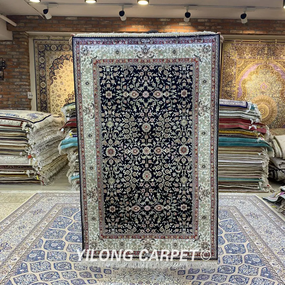 

Yilong 3 'x 5' античная персидская шелковая область синий ковер ручной вязки восточный ковер (YXR336B)