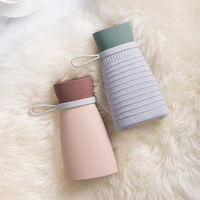 380ml680ml portable hot water bag with knitting cover female kids adults keep on feet hand warmer silicone water bottle