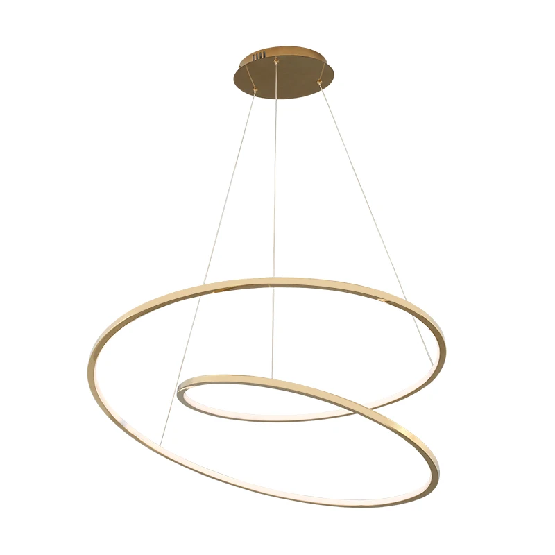 

Postmodern minimalist atmosphere villa stainless steel restaurant chandelier creative led exhibition hall ring decoration