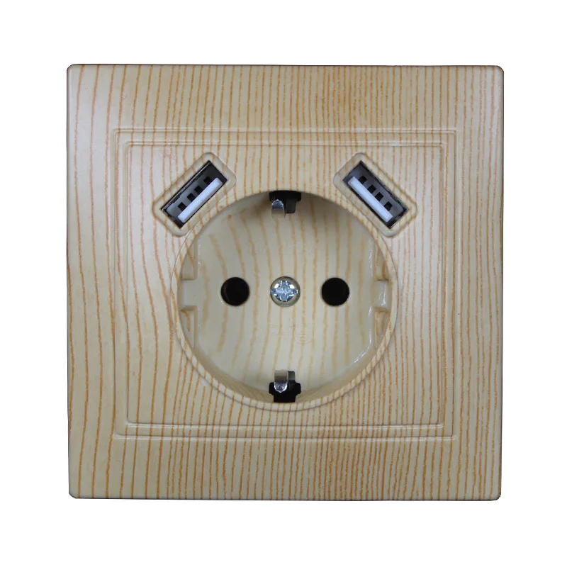 

USB Wall Socket charger Free shipping Double USB Port 5V 2A usb wall outlet high quality wood color L4-01