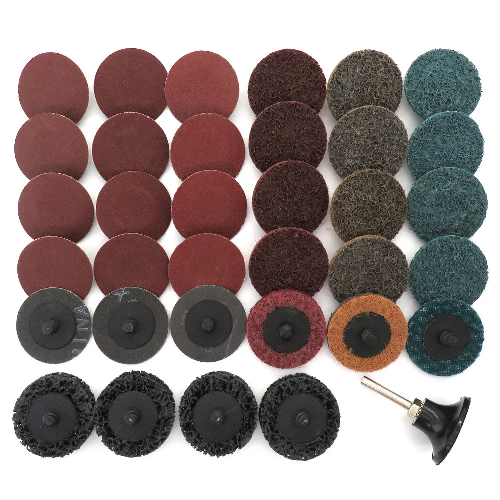 

35Pcs 2"inch Roll Lock Surface Polishing Pad Quick Change Sanding Disc R Type for Drill 50mm Nylon