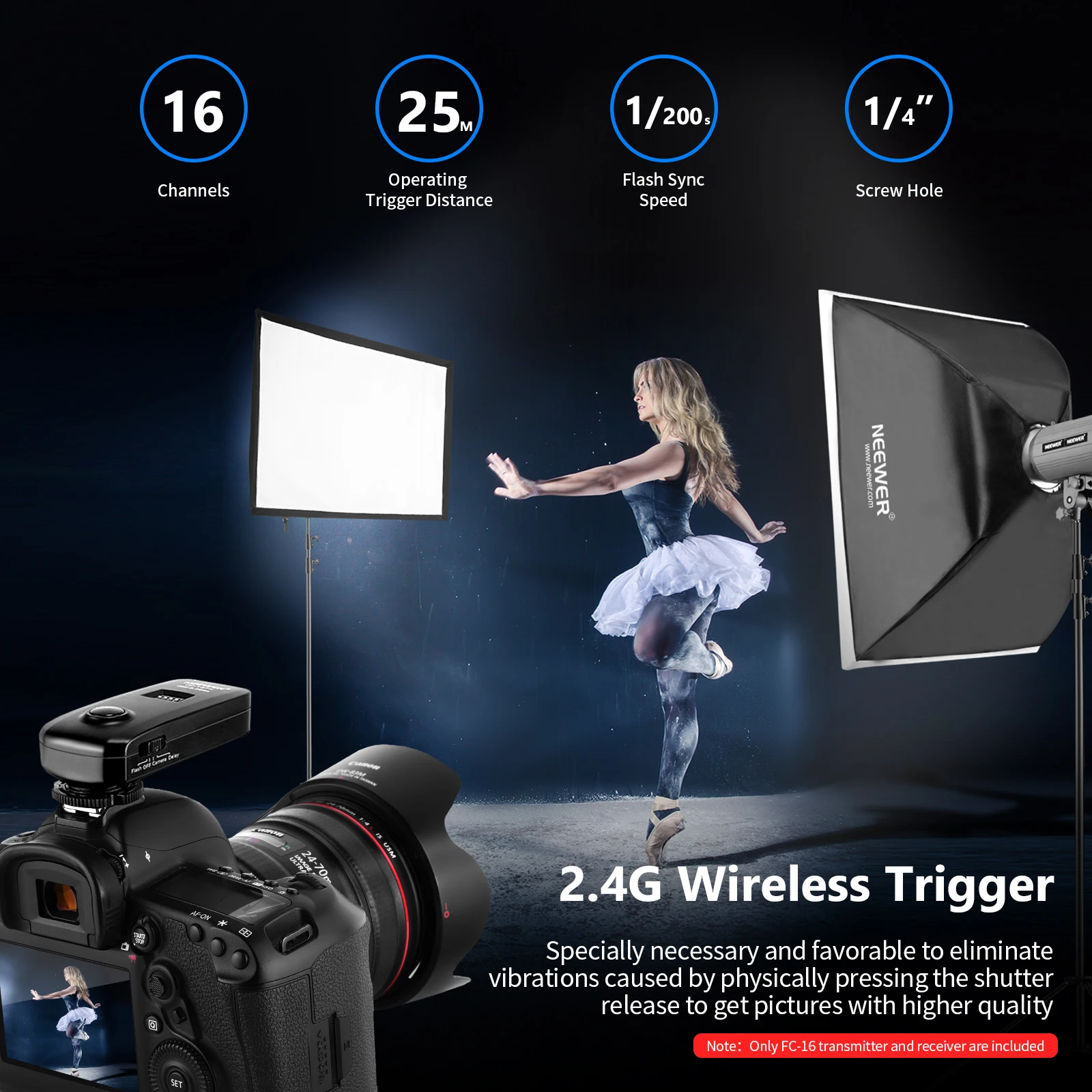 Neewer 3-IN-1 Беспроводная Вспышка + Пульт Дистанционного Спуска Затвора как Godox для Canon
