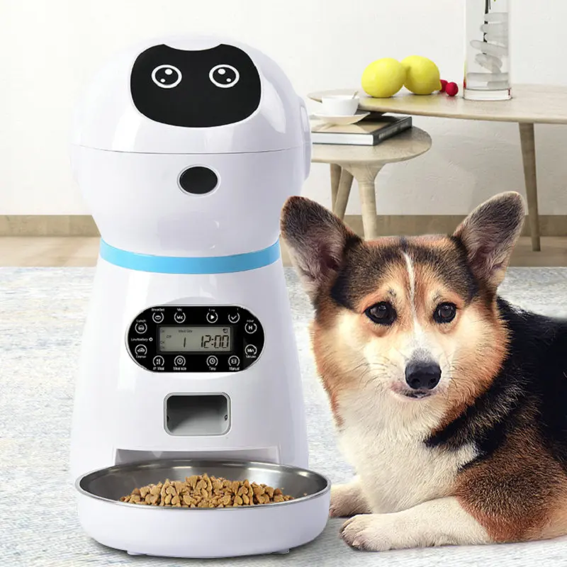 Automático do Animal de Estimação com Registro de Voz de Aço Comida do Gato do Cão Alimentador Inoxidável Tigela Smart Foods Dispenser Quantificar Temporizador Controle Lcd