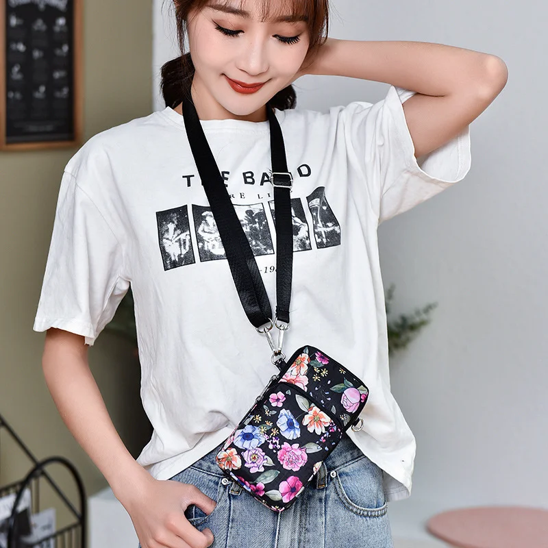 

Fashion Flower Printing Shoulder bag for women Crossbody Bag Universal Cell Phone Bag Pouch Pocket Handbag Cluth bags Coin Purse