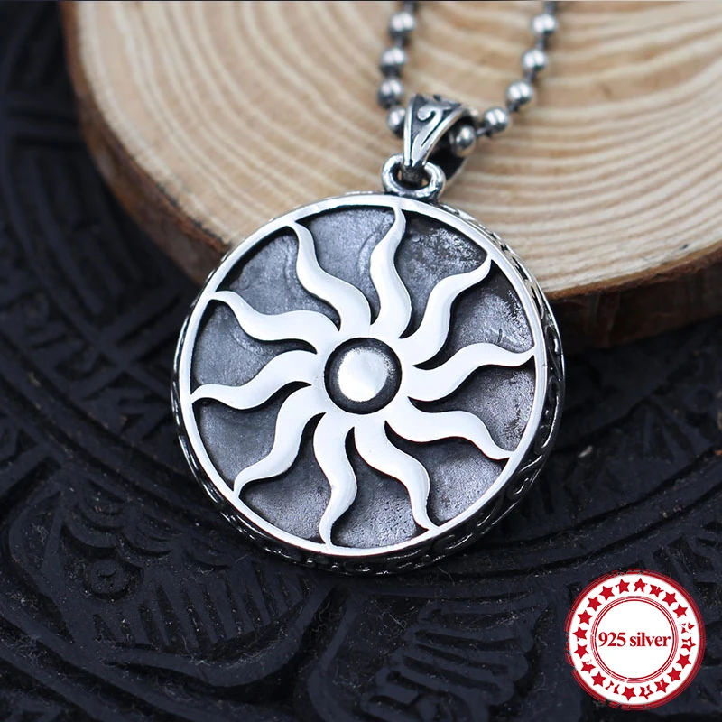 

S925 sterling silver couple pendant personality classic retro fashion style supremacy sun pendant shape send lover jewelry gift