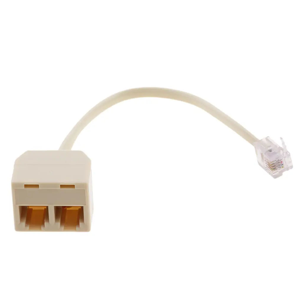 

Female RJ11 Socket to Male US Plug Telephone Landline Phone Adapter Beige