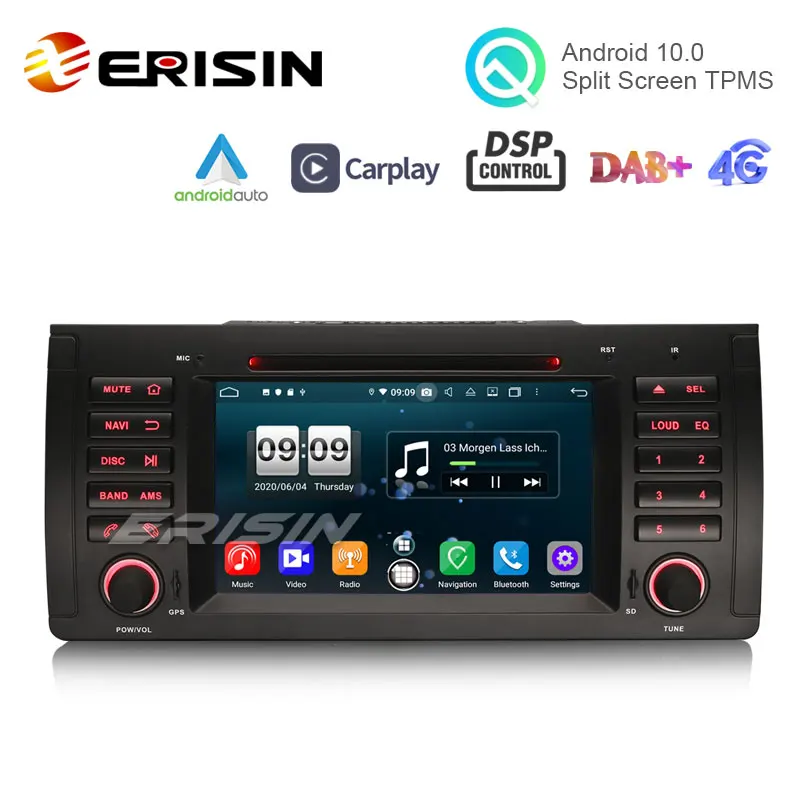 Erisin ES8753B 7 &quotPX5 DSP Android 10 0 автомобильный DVD CarPlay &amp Auto GPS 4G DAB + для BMW 5 серии E39 E53 X5