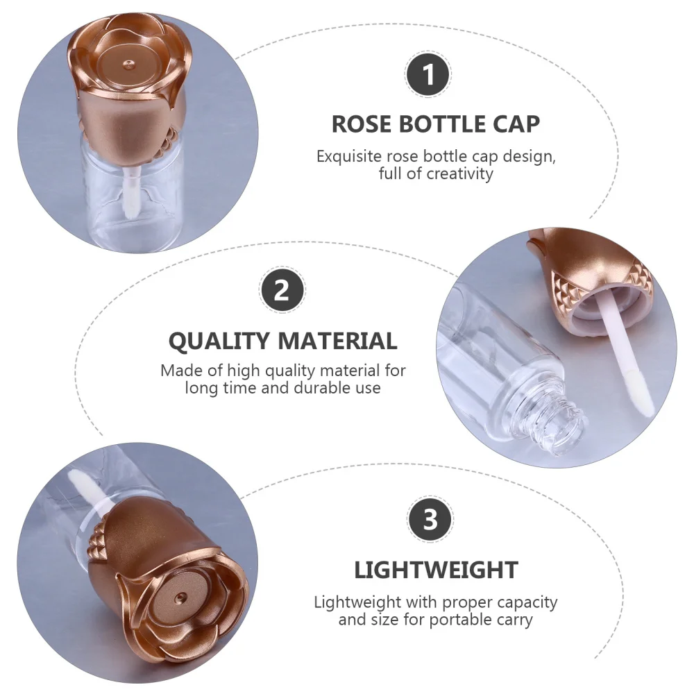 

15pcs Lip Gloss Tubes with Rose Shape Cap Refillable Empty Lip Balm Containers