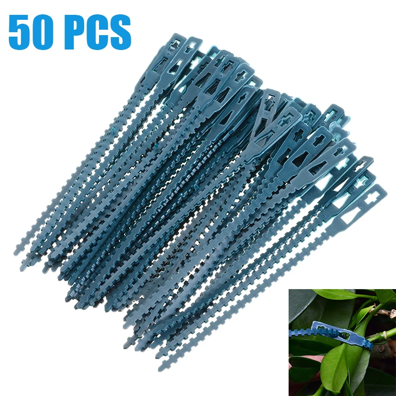 50pcs Adjustable Plastic Plant Cable Ties Reusable for Garden Tree Climbing Support 13.5cm Tools | Дом и сад