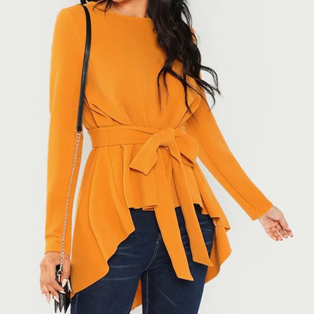 Модная женская повседневная одежда с длинным рукавом сплошные швы о образный