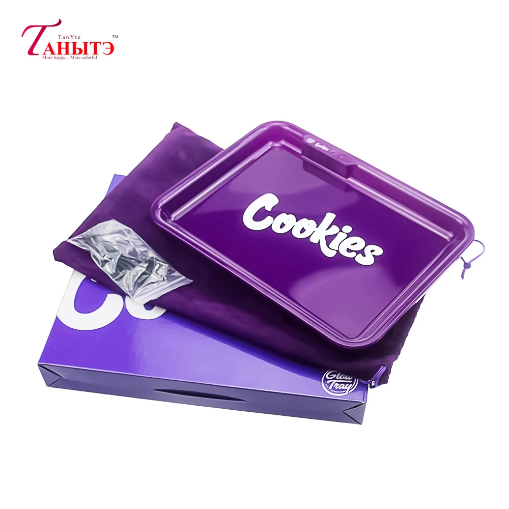 

Cookies Manual Color Changing LED tobacco rolling Tray Glow Herb Tray Herb Grinder Plate cigarette Glow Smoking Roll Weed Tray