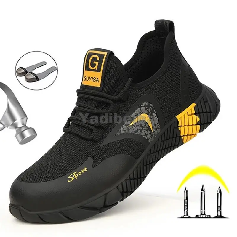 

Breathable Men's Safety Shoes Boots Steel Toe Casual Men's Boots Work Indestructible Shoes Puncture-Proof Work Sneakers Footwear