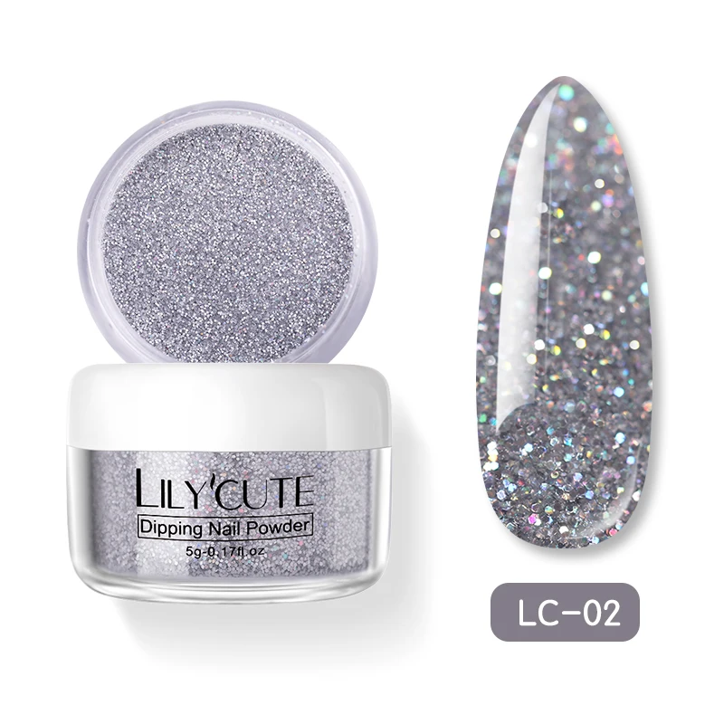 LC 02 LILYCUTE Dipping порошок для ногтей градиентный цвет ногтей Dip порошок для ногтей украшения для ногтей Блеск порошок погружение блестящие украшения - Цвет: LC 02