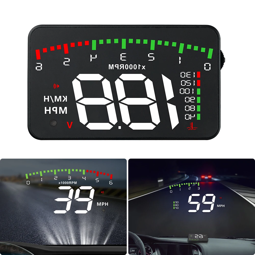 

Auto Alarm EOBD OBD2 KMH MPH Detector Head Up Display Car Electronic Accessories Windshield Projector Car Hud Display 3.5"