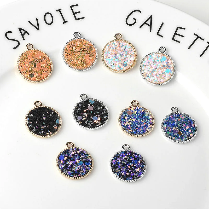 

10pcs Color Alloy Round Sequin Jewelry Accessories DIY Production Jewelry Earring Accessories Factory Direct Sales 16mm