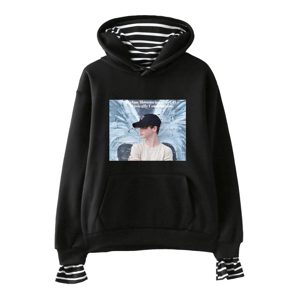 

Payton Moormeier High-Quality Printed Fake Two Piece Hoodies Women Long Sleeve Hooded Sweatshirt Hot Sale Streetwear Clothes